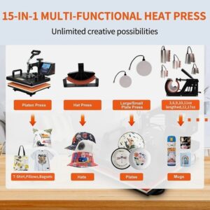 15 in 1 heat press machine – professional multi function t shirt & sublimation press