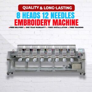8 head 12 needle industrial embroidery machine – high speed multi head production system